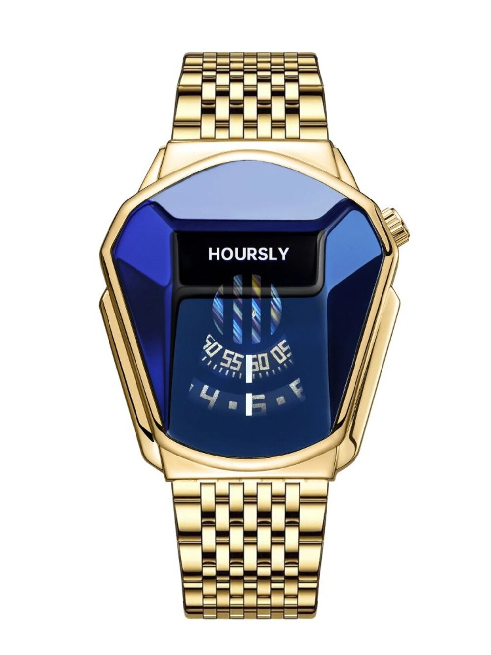 NWOT Men Stylish Quality Water Proof Gold Plated Blue Quartz Formal Wrist Watch